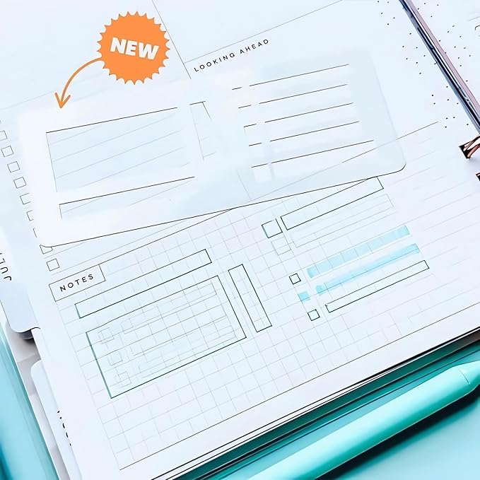 Handmade Flexible Record Template, 3-Pack Planner Stencils Set for Journaling, Habit Trackers, Task Lists & Daily Planning, Compatible with Dot Grid Journals, Coils, Discs & Rings (C)