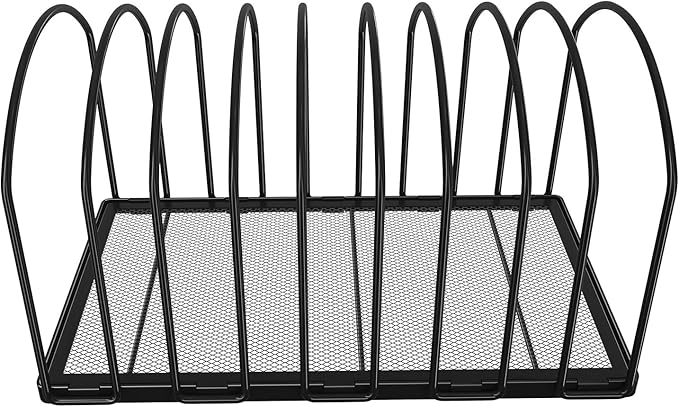 Simple Trending 9 Section Metal File Sorter Organizer for Desk, Vertical File Folder Stand for Home Office, Black