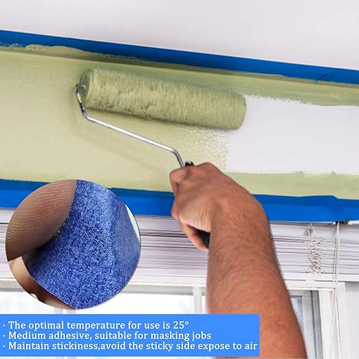 6 Rolls Masking Tape, Blue Painters Tape, Artist Painter's Painting Paper Tape for Multi-Purpose Wall Paint, DIY Crafts & Arts, Scrapbook, Decoration, Labeling, Edge Finishing (1.88Inch x 60.1Yard)