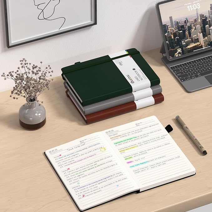 Oucaru Lined Journal Notebook, 2 Pack, 180 Pages, A5 Journals for Writing, 100 GSM Thick Paper, Small Notebooks Daily Journal for Women Men Work, Business, School, Travel Supplies