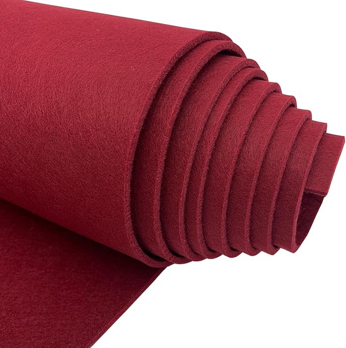 aufodara Felt Fabric 11.8 x 98.4 inch Craft Felt Fabric Roll, Felt 3mm Thick for Felt Table Mats DIY Arts & Crafts Patchwork Sewing Decorations (Burgundy)