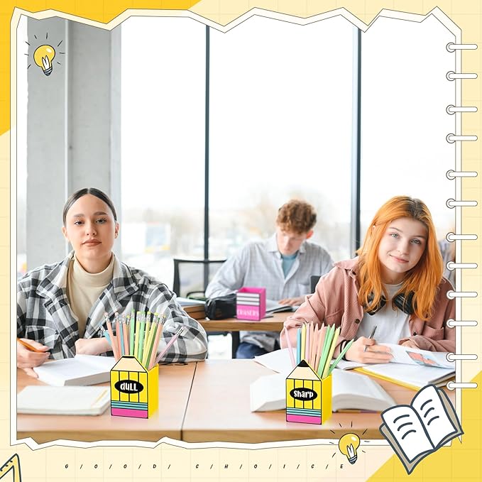 3 Pcs Sharp and Dull Pencil Holder Eraser Buckets Wooden Shaped Dispenser Finished Pen Holder No Diy for Back to School Teachers Classroom Management(Stylish)