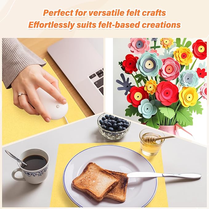 XSEINO 13 Rolls Warm Yellow Felt Fabric,8"x35"(20.5x90cm) 1.4mm Thick Soft Felt Fabric Sheet for Crafts,Warm Yellow Series Colors Soft Nonwoven Fabric,Fit for Decoration, Sewing, DIY Crafts