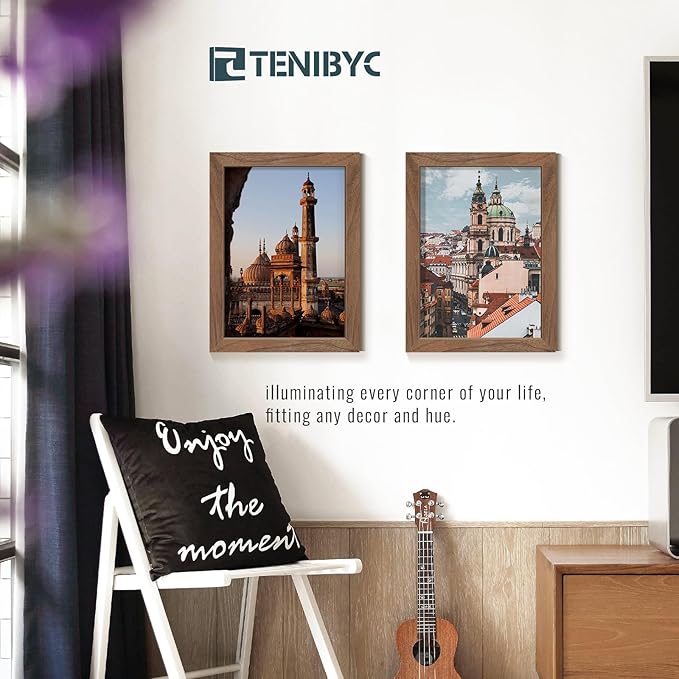 12x16 Frame 4 Pack - Brown Walnut, Natural Woodgrain, HD Tempered Glass, Picture Frame for Wall