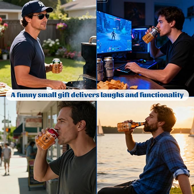 Funny Gifts for Husband Men,Christmas Gifts for Dad from Daughter,White Elephant Gifts for Adults,Mens Birthday Gag Cool Retirement Gifts for Him,Leather Can Cooler Sleeve Holder for Soda