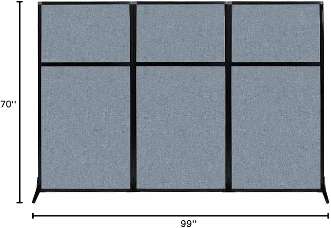 Versare Workstation Partition | Portable Wall Divider | Modern Office Cubicle | Free Standing Privacy Screen | Flexible Work Space | 99" x 70" Powder Blue Fabric Panels