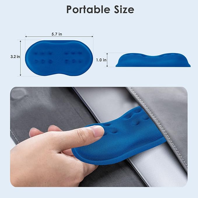 VANKEY Ergonomic Mouse Wrist Rest, Soft Mouse Wrist Support Pad with Memory Foam, Non-Slip Base (French Blue)