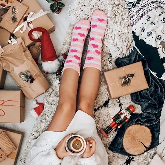 COOPLUS Fuzzy Socks for Women Warm Fluffy Cozy Winter Soft Home Slipper Socks (5 Pairs)