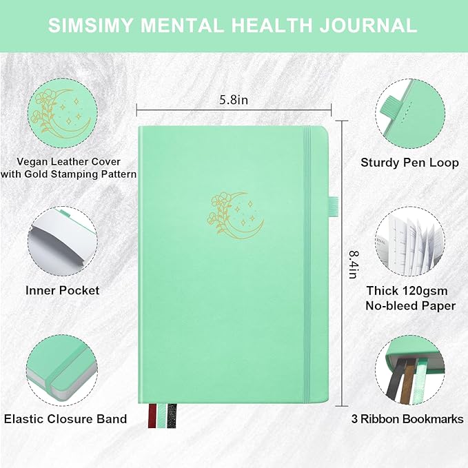 Mental Health Journal, 91-Day Self Care Journal for Women Men, Guided Anxiety & Stress Relief Journal with Mood Tracker, Cognitive Behavioral Therapy Journaling with Mental Health Coloring Pages & Dream Log
