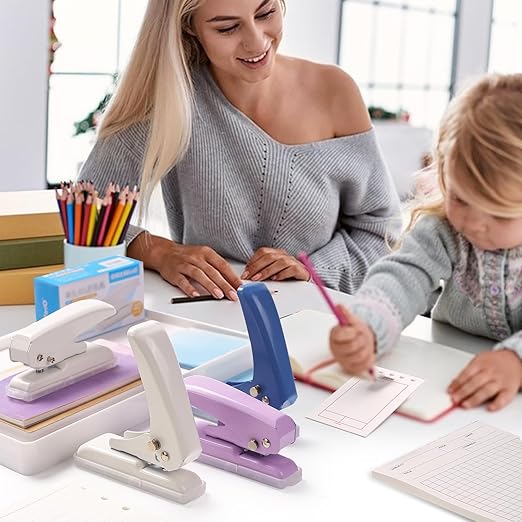 Single Hole Punch, 40 Sheets Punch Capacity, Kaluofan Hole Puncher Single, Small Hole Punch with Non-Slip Removable Base, One Hole Puncher for Crafts, Scrapbooks, Paper, Chipboard