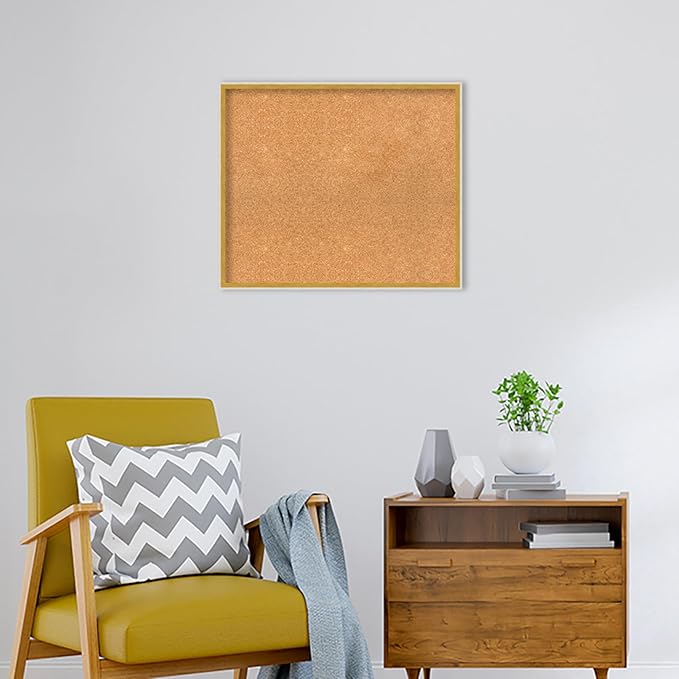 Amanti Art Natural Cork Board for Wall, 23x27 Vision Board with White Frame, Medium Corkboard Office Decor for Home Organization, Modern Corkboard Pinboard to Display Items for Home Organization in