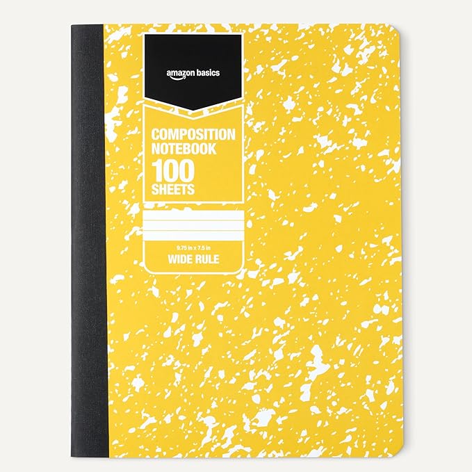Amazon Basics Composition Notebook, Wide Ruled, 100 Sheets, 12 pack, Assorted Marble Colors