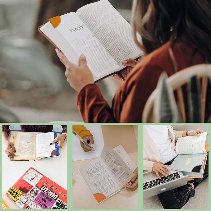 6 Pcs Fan-Shaped Page Book Marks - Leather Corner Bookmark for Women, Kids, Reading Lovers