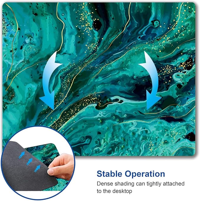 Hokafenle Mouse Pad, Green Marble Mouse Pad Non-Slip Rubber Base Gaming MousePads for Computers Laptop Office, Cute Mouse Pads with Designs for Women, 9.5"x7.9"x0.12" Inch