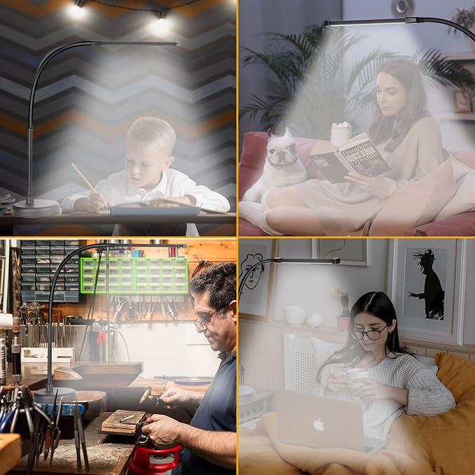 LED Desk Lamp, Swing Arm Architect Task Lamp with Long Flexible Gooseneck, 3 Color Modes, and USB Adapter, Dimmable Desk Light for Home/Office/Drafting/Reading/Piano