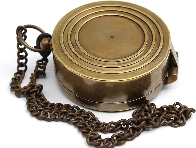 Be Strong and Courageous Compass – Antique Nautical Magnetic Compass with Engraved Scripture Quote – Baptism Gift with Wooden Box for Son, Father, Husband, Loved One