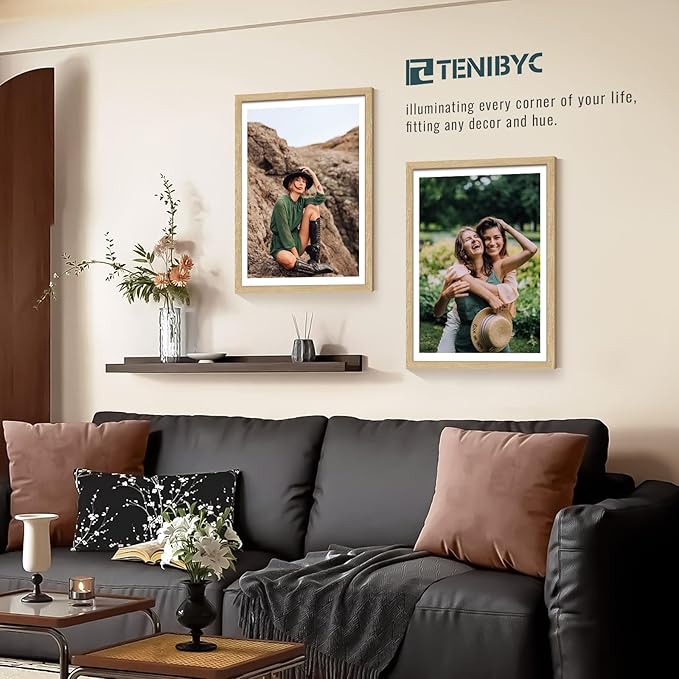 20x28 Picture Frame 3 Pack - Natural Oak Woodgrain, Vertical or Horizontal Wall Hanging for Photos, Posters, Artworks & Puzzle