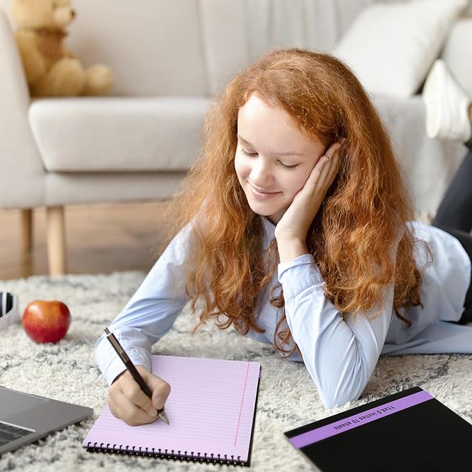 6 Pcs Legal Pad Top Spiral Bound Notebook 70 Sheets Wirebound Notepad Double Sided Ruled Memo Steno Book with Stiff Back Cover for Business(8.5 x 11 Inches,No Holes,Purple)