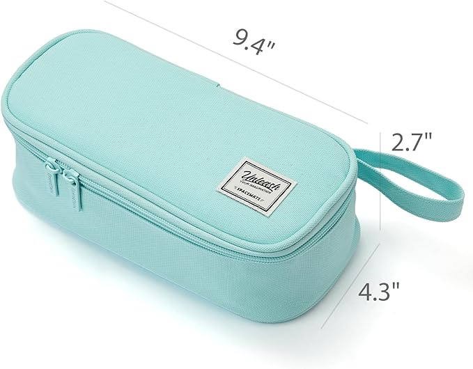 Pencil Case Pouch Box Bag School Supplies Girls Boys Kids, Cute Preppy Stuff Large Big Capacity Aesthetic Pen Organizer, Back to College Stationary, Eggshell Blue, Standard Stlye, 1800ml