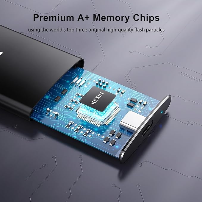 KEXIN External SSD 1TB External Hard Drive USB C Portable SSD, Up to 500MB/s, USB 3.1 External Solid State Drive 1T for PC Mac Android Game Console, Laptop, Xbox, PS4 and More