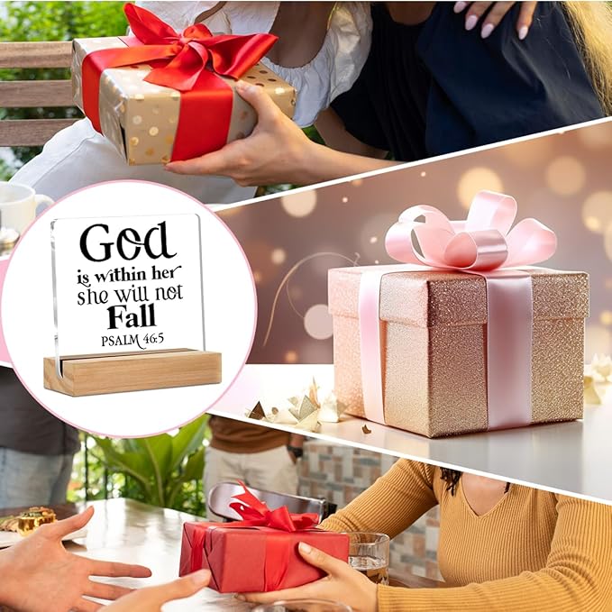 Christian Gifts for Women Acrylic Sign Decor Christian Home Office Table Decor Acrylic Plaque, Bible Verse Shelf Cubicle Desktop Art Decoration, Inspirational Religious Gifts for Women Friend Her