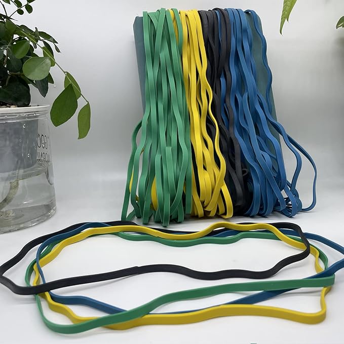 AMUU Trash Can Bands Rubber Bands Large Flat Fold Length 12inch 40 Pieces Fits 8-33 Gallon Trash Cans Heavy Duty Elastic Rubber Bands for File Folders Office Home Supplies