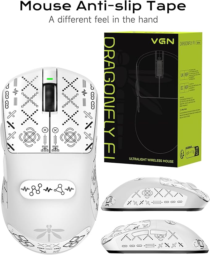 VGN Lightspeed Wireless Gaming Mouse with Dual-Mode 2.4G/Type-C Wired - 25K Sensor - 26,000 DPI - 55g Lightweight - 6 Programmable Buttons - Up to 200h Battery Life for PC/Mac- F1 Pro Max White