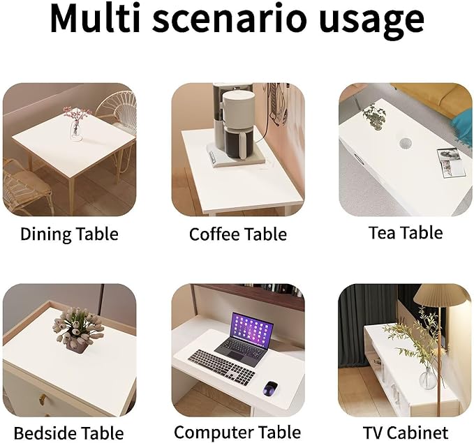 Leather Table Cover,1.8mm Thick,24x48 Inch Table Protector,Glass Table Protector,Table Sticker Cover,Desk Covers On Top of Desks.(White+White,24x48)