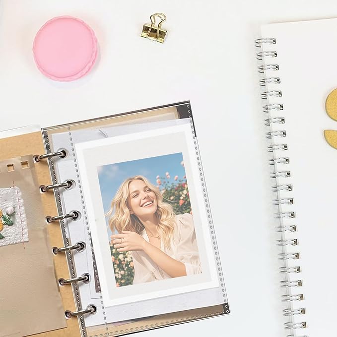 10Pcs Binder Pockets 6-Holes Clear A7 Planner Inserts Moisture-Proof & Water-Resistant Binder Inserts for Photos Cards Bills More A7 Planner