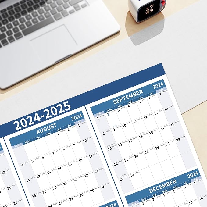 2024-2025 Wall Calendar 34.8" x 22.8" Large Vertical Yearly Wall Hanging Calenda with Julian Date from July 2024 to June 2025 Thick Paper Calendar 12 Month Annual Planner for Office Fridge(Blue)