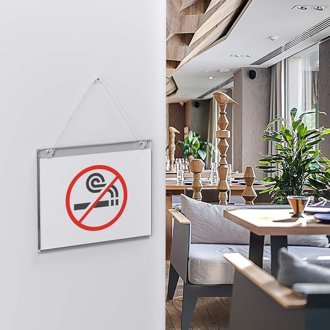 HIIMIEI Acrylic Wall Mount Sign Holder 8.5 x 11 Inches Horizontal 6 Pack, Clear Paper Document Holder, Wall Mount Ad Frame with 3m Tape Adhesives & Screws