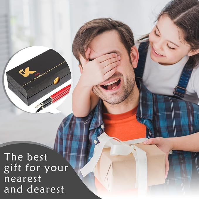 Tiankool Luxury Fountain Pen,Fine Nib, Exquisite Pen Gift Set for Men&Women-Includes 10 Ink Cartridges&Ink Converter- Nice Pens - Red