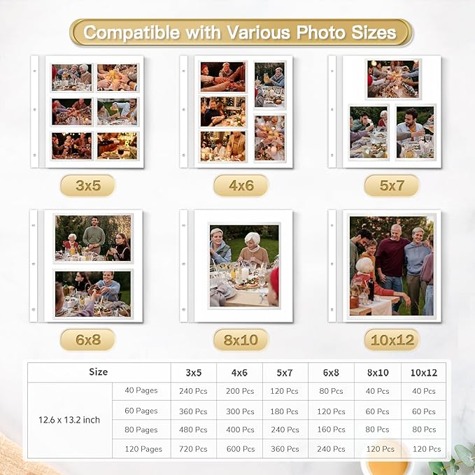 Popotop Photo Album Self Adhesive Scrapbook Album for 4x6 5x7 8x10 Pictures DIY Photo Book as Scrapbooking Supplies Kits, Birthday Gifts for Women Mom Wedding Baby Family Travel