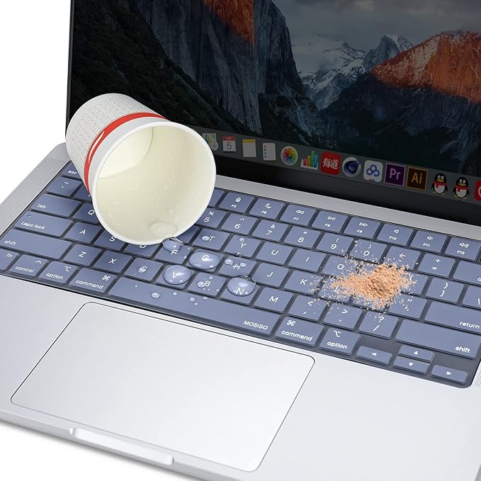 MOSISO Keyboard Cover Skin Compatible with MacBook Air 15 inch M3 A3114 M2 A2941/Air 13.6 A3113 A2681/Pro 14/16 M4 M3 M2 M1, Lavender Gray