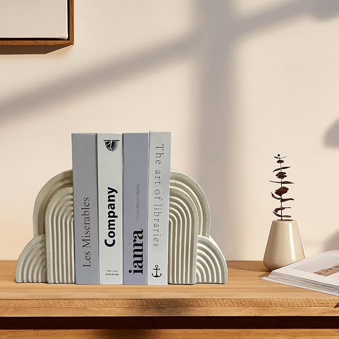 LIFFY Decorative Book Ends for Shelves,Modern Statue Bookends for Home Decor,Resin Non-Slip Book Stopper for Office,Study,Desk,Bookshelf