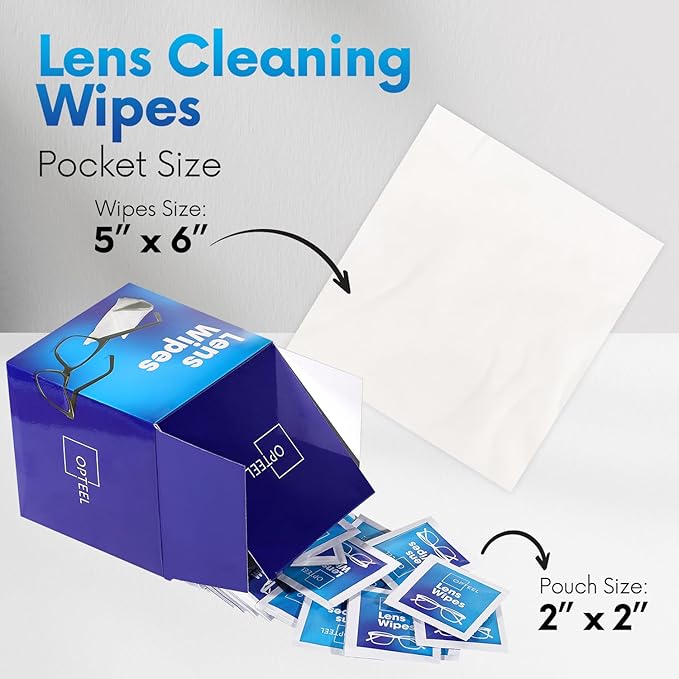 Lens Wipes for Eyeglasses - Pre-moistened Eyeglass Lens Cleaning Wipes - 500 Lens Wipes Individually Wrapped Sracth-Free Streak-Free Eye Glasses Wipes Lens Cleaner for Sunglass & Camera Lens