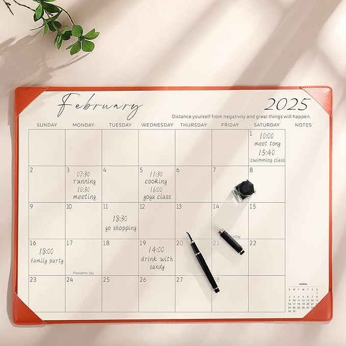 Gannyfer Desk Calendar 2025-2026 with Desktop Mat, Simplified Large 22" x 17" Desktop Pad Calendar, 18 Month Table Calendar from Jan 2025 to Jun 2026, Office Supplies Perfect for Home School and Office - Orange