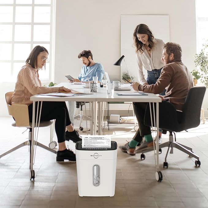 BONSEN Shredders for Home Office, 8-Sheet Cross Cut Credit Card Shredder, Small Paper Shredder for Home Use with 4 Gal Bin, P-4 High Security Level, White (S3101-W)