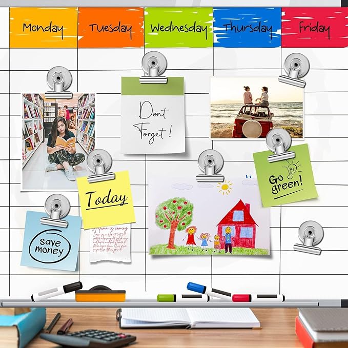 Grtard 12pack Fridge Magnets Refrigerator Magnets Magnetic Clips Heavy Duty Detailed List Display Paper Fasteners on Home& Office& Teaching Silver