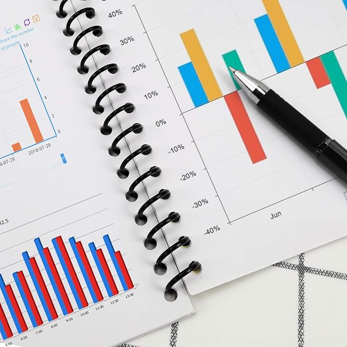 Rayson 22.2mm Plastic Spiral Coil Binding 3:1 Pitch, 7/8 inch, 190 Sheets Capacity Black Coil Binding Spines - Versatile for Office and Educational Tasks, Pack of 50