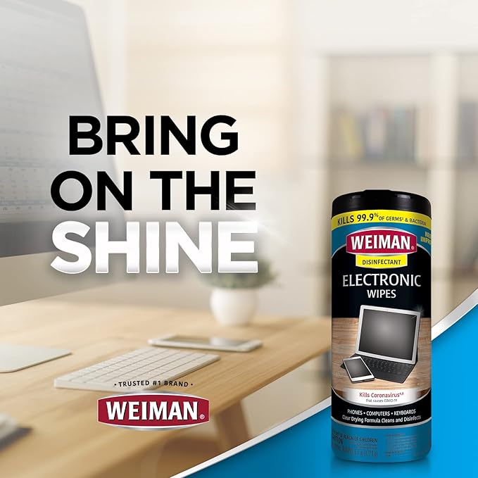 Weiman Electronic Screen Cleaner Wipes - 4 Pack Clean Your Laptop, Computer, TV, and All Electronic Equipment - Electronic Wipes - 30 Count