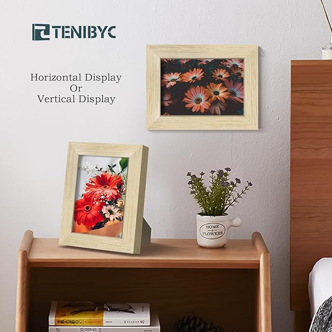 5x7 Picture Frames Set - 3 Pack - Natural Oak Wood - Tempered Glass - for Wall Photos, Family Memories, Posters & Puzzles, Home Decor