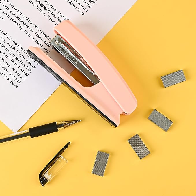 Temiary Staplers for Desk with 2000 Staples Standard, Jam Free, Reduced Effort, Stapler for School Office Home Supplies (Pink)