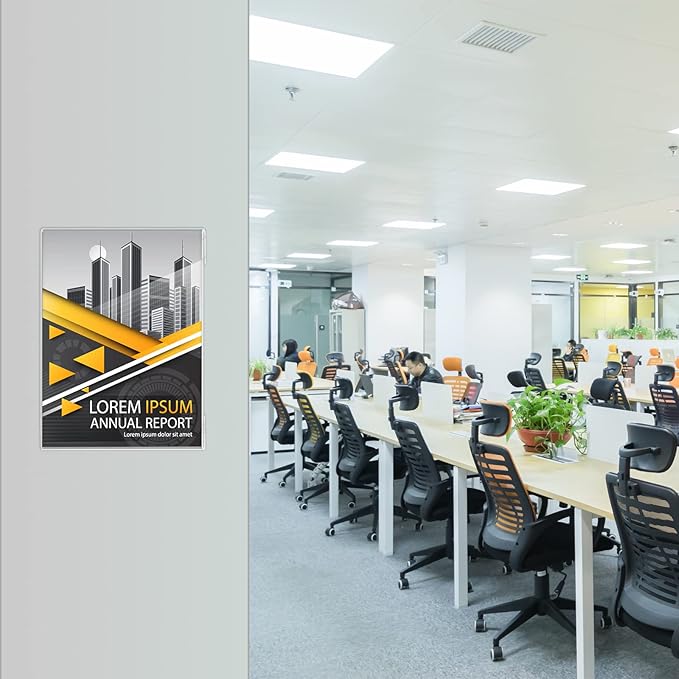 12pack 8.5 X 11 Wall Mount Acrylic Sign Holder with Tape, Clear Plastic Menu Holder, Unbreakable Table Sign Holder for Office, Restaurant, Store, School and Home Use with Notch