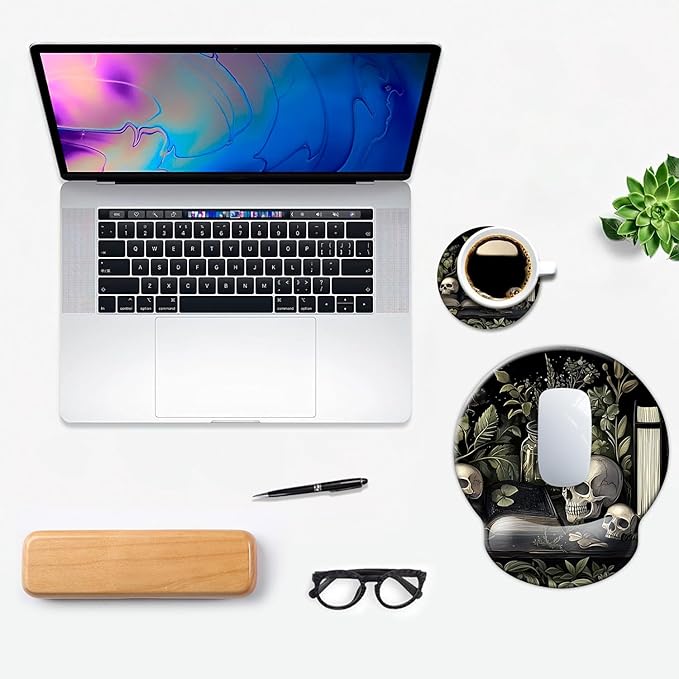 Ergo Comfort Gel Wrist Rest Mouse Pad-Ergonomic Office Mousepad with Wrist Support-Non-Slip, Design Desk Accessories Mat for Home&Game Decor Goth