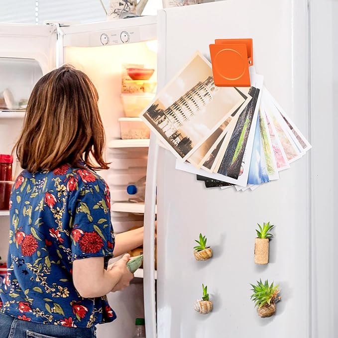 FINDMAG Extra Strong Magnetic Clips, 2.2inch Magnetic Binder Clips Heavy Duty, Large Clips with Magnet for Refrigerator, Office, Hanging Photos, Classroom (4Pack, Orange)