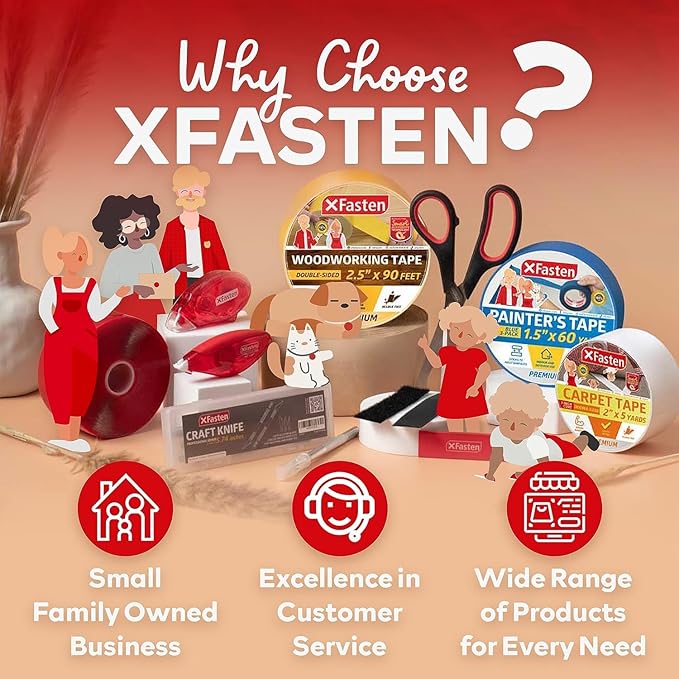 XFasten Professional Blue Painters Tape, Multi-Use, 3 Inches x 60 Yards Blue Tape - Sharp Edge Line Technology, Produces Sharp Lines | Residue-Free and Artisan Grade Wall Trim Tape