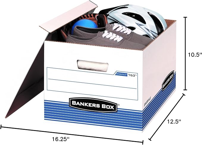 Bankers Box 20 Pack STOR/FILE Medium-Duty File Storage Boxes, FastFold, Lift-Off Lid, Letter/Legal, White/Blue