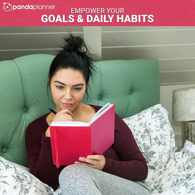 Panda Planner Classic Daily Planner 2026 – A5 Undated Daily Productivity & Quarterly Planner with Hourly Schedule, To Do List, Daily Journal, Goal Planner, Habit Tracker & Gratitude Organizer for Focus – Raspberry