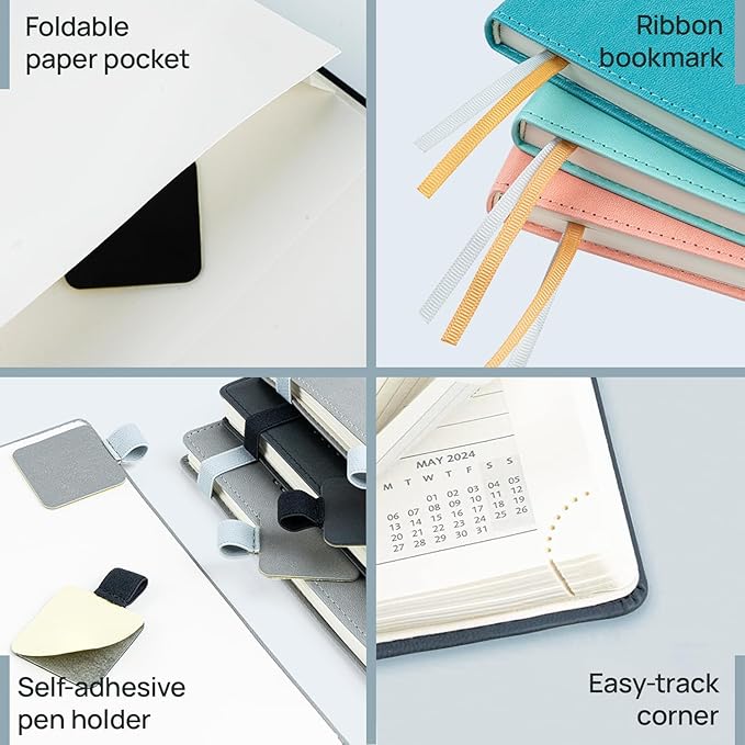 POPRUN 2026 Planner (Large - 8.5'' x 10.5'') - 2026 Weekly Calendar (Jan. 2026 - Dec. 2026) with Hourly Time Slots, Weekly/Monthly Appointment Book for Time Management - Leather Soft Cover - Grey